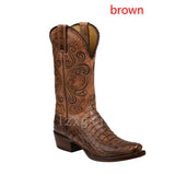 Large-Size Female Boots 2025 Autumn And Winter New Leather Boots Crocodile Pattern Coarse And Pointed Knight Boots HZ0115