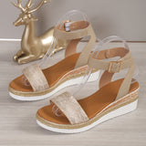 Slope Sandals Women 2025 New Summer Size With High Heel Thick Soles Lightweight Sandals HZ0115