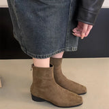 Coarse-Heeled Velvet Korean Small Ankle Boots Women's Shoes 2025 New Autumn And Winter With Velvet Thin Skin Boots HZ0115