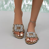 2025 Spring And Autumn New Large-Size Type Flat Bottom Water Drill Fashion One Foot Lazy Slipper Woman HZ0115