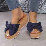Large-Size Bow Cold Slippers Women 2025 Summer New Comfortable Loose Cake Thick-Bottomed Slippers Batch HZ0115