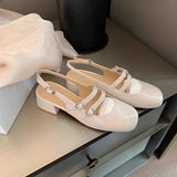 Mary Jane Shoes Women's French Retro Small Red Shoes In The Summer Of 2025 New Double Buckle Shallow Mouth Coarse Single Shoes HZ0115