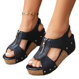 Thick-Bottomed Rivet Sandals Women's Large Size 2025 New Summer Women's Slope And Fish Mouth Sandals HZ0115