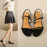 Korean Version With A Word With Sandals Women 2025 Summer New Thick Heel Round Head Simple Two Wearing Sandals Spring HZ0115