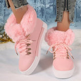 Winter Short-Haired Long Hairy Leather Snow Boots Women's Wind Plus Thick Boots HZ0115