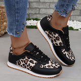 Sneakers Large Code New Splicing Tie Sneakers 2025 Low-Top Leopard-Print Sports Casual Shoes Women HZ0115