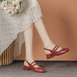 Mary Jane Shoes Women's French Retro Small Red Shoes In The Summer Of 2025 New Double Buckle Shallow Mouth Coarse Single Shoes HZ0115