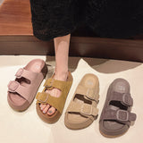 2025 New Korean Version Of Fish Mouth Thick Bottom Leisure Side Buckle Boken Foot Outside Wearing Beach Slippers Woman HZ0115