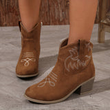 Embroidery Short Boots Women 2025 Autumn New Round Head Thick And Large Size Side Zipper Martin Boots HZ0115