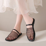 Fry Street High-Value Net Woven Bun Head Drag Summer New Simple Word With Round Head Flat Cool Slippers HZ0115