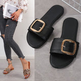 Summer New Sandals 2025 Large Flat Bottom Fish Mouth Side Buckle Women's Cool Slippers HZ0115