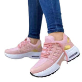 Large-Size 2025 New Casual Sneakers Women's Flying Slopes And Round Head Lace With Mesh Breathable Women's Shoes HZ0115