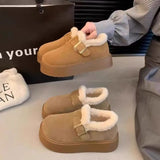 Autumn And Winter 2025 Bean Fashion Plus Thick Thick-Soled Cotton Shoes Hair Snow Boots Boken Shoes Lefu Shoes New HZ0115