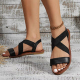 Flat-Soled Sandals Summer New Fish Mouth Cross Fashion Comfortable Tight Feet Large Size Women's Shoes HZ0115
