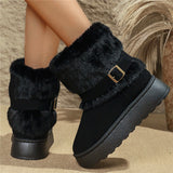 Large-Size Snow Boots Women 2025 Winter New Round Head Leisure Bottom Plus Velvet Warm Short-Bodied Cotton Boots HZ0115