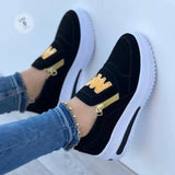 2025 New Large-Size Sports Single Shoe Pine Cake Flat Bottom Zipper Color Casual Sneakers HZ0115
