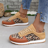 Sneakers Large Code New Splicing Tie Sneakers 2025 Low-Top Leopard-Print Sports Casual Shoes Women HZ0115