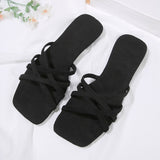 French Small Cool Slippers Women Wear 2025 Summer New Beach Slippers Seaside Flat Bottom Drag Large Code HZ0115