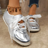 Large-Size Patchy Fork Women's Spring And Autumn New Flat-Bottomed Retro Front-Lace Sneakers HZ0115