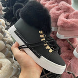Winter Short-Haired Long Hairy Leather Snow Boots Women's Wind Plus Thick Boots HZ0115