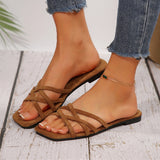 French Small Cool Slippers Women Wear 2025 Summer New Beach Slippers Seaside Flat Bottom Drag Large Code HZ0115