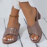 Fish Mouth Slippers Women 2025 Summer New Size Coarse And Fang Buckle Type High Heel Slippers HZ0115