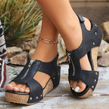 Thick-Bottomed Rivet Sandals Women's Large Size 2025 New Summer Women's Slope And Fish Mouth Sandals HZ0115