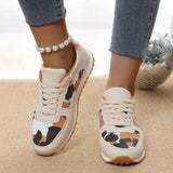 Sneakers Large Code New Splicing Tie Sneakers 2025 Low-Top Leopard-Print Sports Casual Shoes Women HZ0115