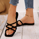 French Small Cool Slippers Women Wear 2025 Summer New Beach Slippers Seaside Flat Bottom Drag Large Code HZ0115