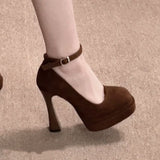 Fashion Shallow Mouth Waterproof High Heels Super Feel Spring And Autumn Velvet Paste 2025 Design Coarse Heel Single Shoe Trend HZ0115