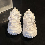 2025 Spring And Summer Tire Bottom Old Dad Shoes Women's Net Air Breathable Pink Casual Sneakers Thick-Soled Small White Shoes Tide HZ0115