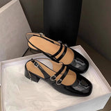 Mary Jane Shoes Women's French Retro Small Red Shoes In The Summer Of 2025 New Double Buckle Shallow Mouth Coarse Single Shoes HZ0115