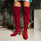 Autumn And Winter New Tips And High-Heeled Thin Velvet Folding Pile Boots With Net Red Boots High Barrel HZ0115