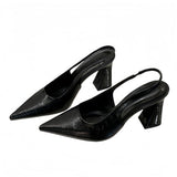 High-End Comfortable Super Soft Sandals Summer New French Pointed Sweet Temperament Banquet Single Shoes HZ0115