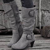 Large-Size Autumn And Winter Boots New But Knee Velvet High With Belt Buckle Round Head And Long Boots Girl HZ0115