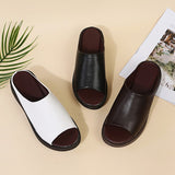 Large-Size Fish Mouth Slope And Slippers Summer New Rubber Thick Leather Casual Women's Shoes HZ0115