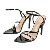 Women's Sharp-Headed Patent Leather With Cross Ankle With Fine Heel Sandals Fashion Party High Heels HZ0115