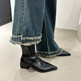 Small Minimalist Tips With Short Boots With Short Boots Lychee Lines Flat-Bottom Thin Boots Casual Martin Boots French Elegant Short Boots HZ0115