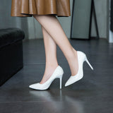 Spring 2025 New Sharp-Cut Patent Leather Solid Color Bag Head Pedal Shallow High Heels Commuting Interview French Career HZ0115