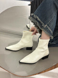 Small Minimalist Tips With Short Boots With Short Boots Lychee Lines Flat-Bottom Thin Boots Casual Martin Boots French Elegant Short Boots HZ0115
