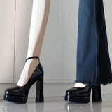 Fashion Shallow Mouth Waterproof High Heels Super Feel Spring And Autumn Velvet Paste 2025 Design Coarse Heel Single Shoe Trend HZ0115