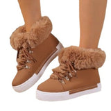 Winter Short-Haired Long Hairy Leather Snow Boots Women's Wind Plus Thick Boots HZ0115
