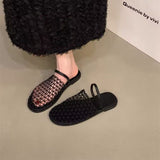 Daily Simple Word With Round Head Flat-Bottom Cool Slippers Summer New Design Feel Mesh Woven Hollow Bunhead HZ0115