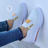 2025 New Large-Size Sports Single Shoe Pine Cake Flat Bottom Zipper Color Casual Sneakers HZ0115