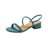 Korean Version With A Word With Sandals Women 2025 Summer New Thick Heel Round Head Simple Two Wearing Sandals Spring HZ0115