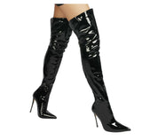 Autumn And Winter New Women's Boots Women Sexy High-Trace Zipper High-Slellaned Sharp Leather Tips Large Size Women Boots HZ0115