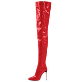 Xiyin Winter New Sexy Pointed Side Zipper Patent Skin Fine High Heel Knee Boots Large Size Leather Boots HZ0115