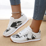 Sneakers Large Code New Splicing Tie Sneakers 2025 Low-Top Leopard-Print Sports Casual Shoes Women HZ0115