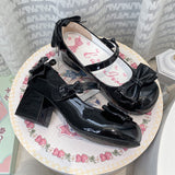 Super Fairy Temperament Sweet Coarse Leather Shoes Women 2025 Summer New Round Head Cute Bow Lo Shoes Mary Jane HZ0115