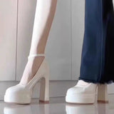 Fashion Shallow Mouth Waterproof High Heels Super Feel Spring And Autumn Velvet Paste 2025 Design Coarse Heel Single Shoe Trend HZ0115